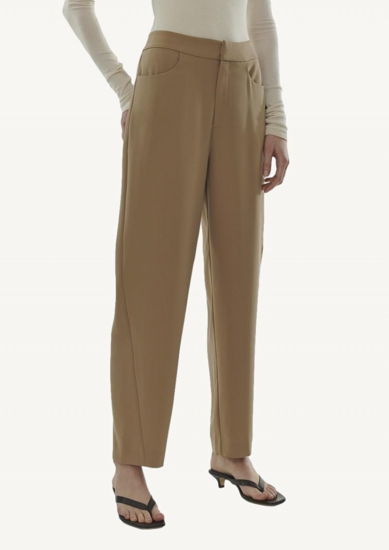Pantalon ajusté en crêpe khaki