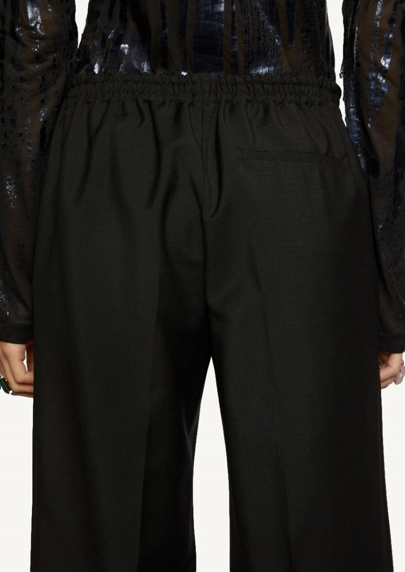 Black elascticated-waist trousers