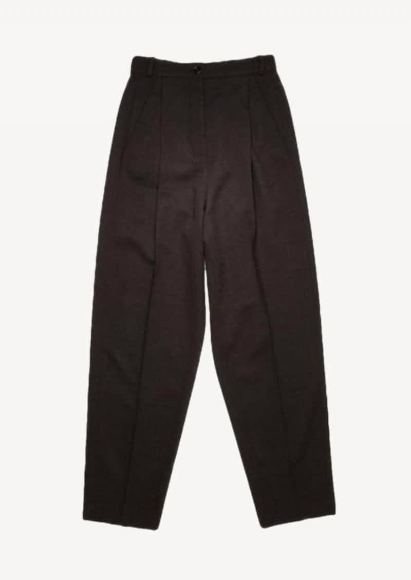 Charcoal grey tapered wool-blend trousers