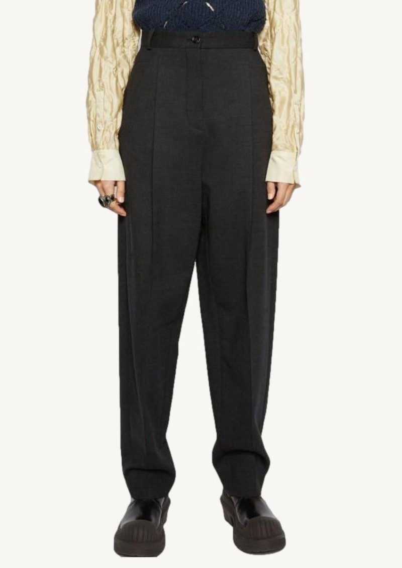Charcoal grey tapered wool-blend trousers