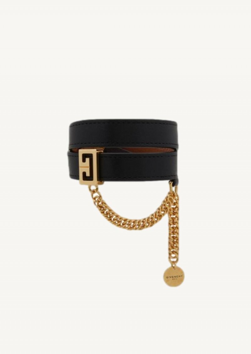 Engraved Double G Leather Bracelet 