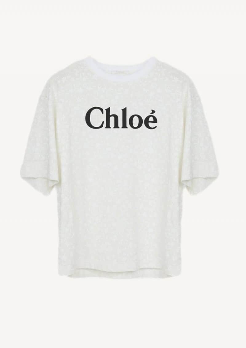 White printed organic jersey t-shirt - Chloé | Département Féminin