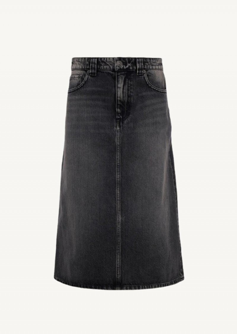 black denim midi skirt