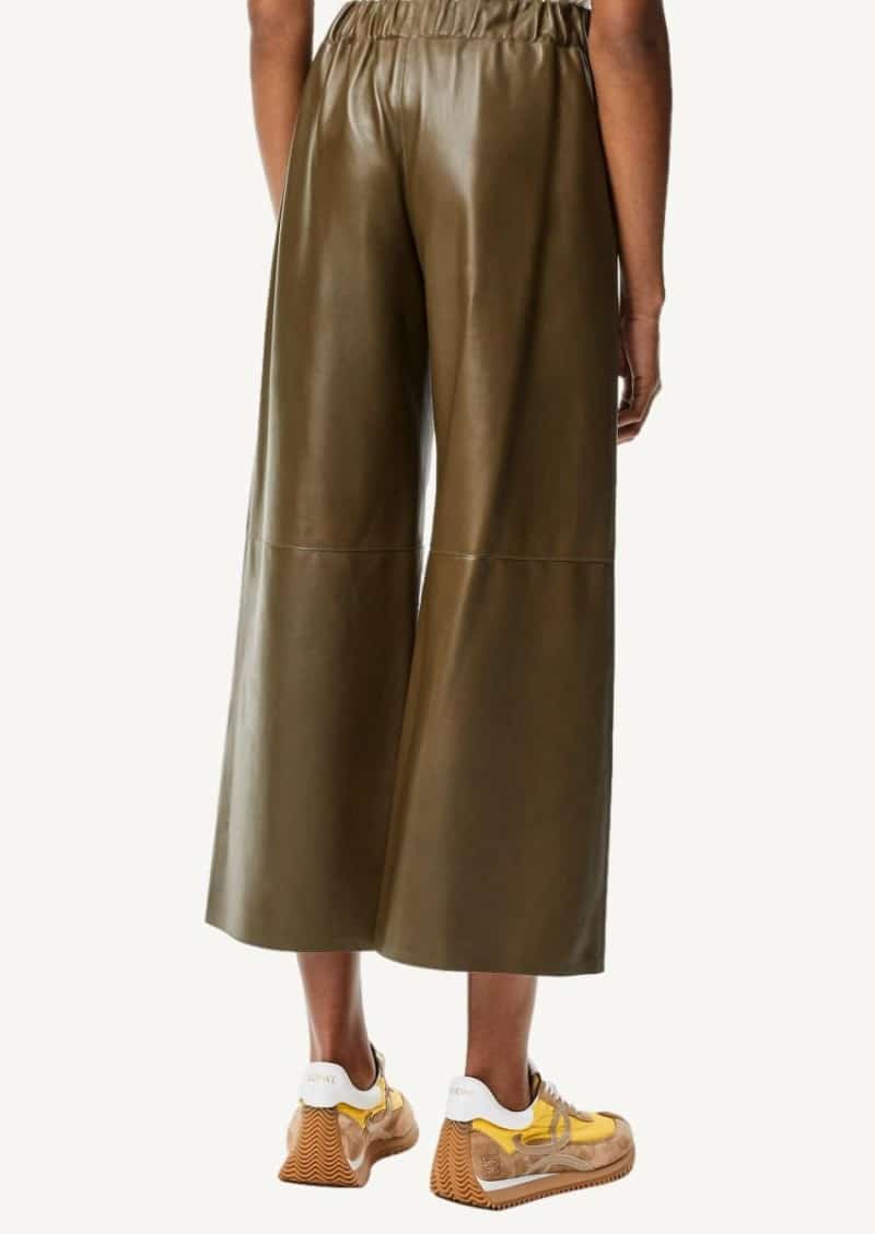 elastic waist cropped wide leg pants