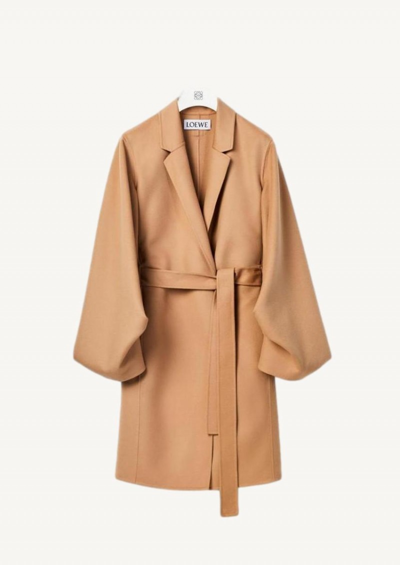 Brown Sugar Belted coat in wool and cashmere