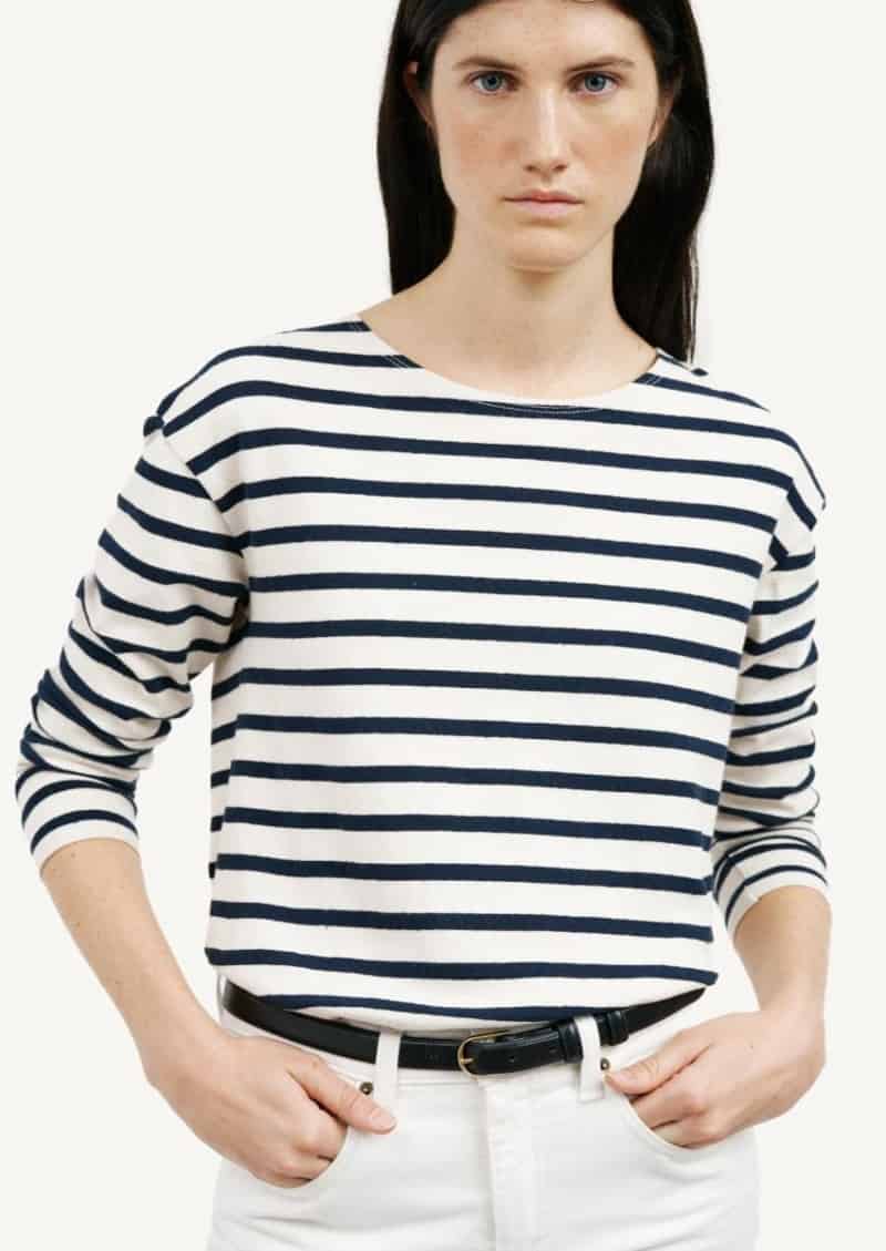 Ivory and navy striped Arlette t-shirt
