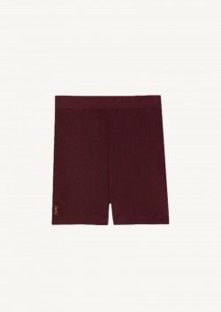 Burgundy rider short in ribbed knit 