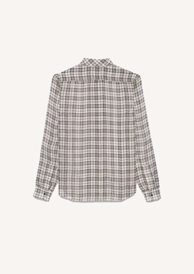 Blouse Lavallière à carreaux noir et or