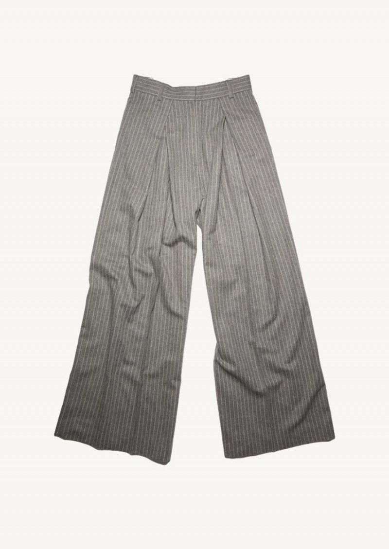 Pantalon large gris et beige