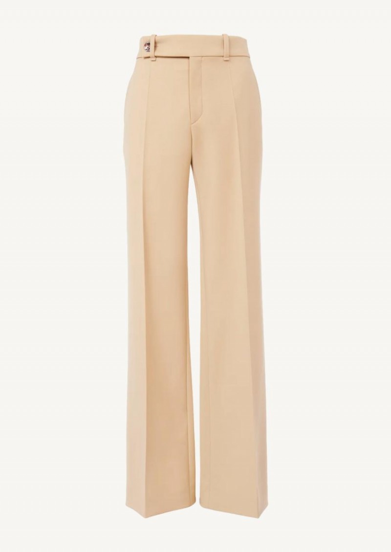 Pantalon large évasé beige