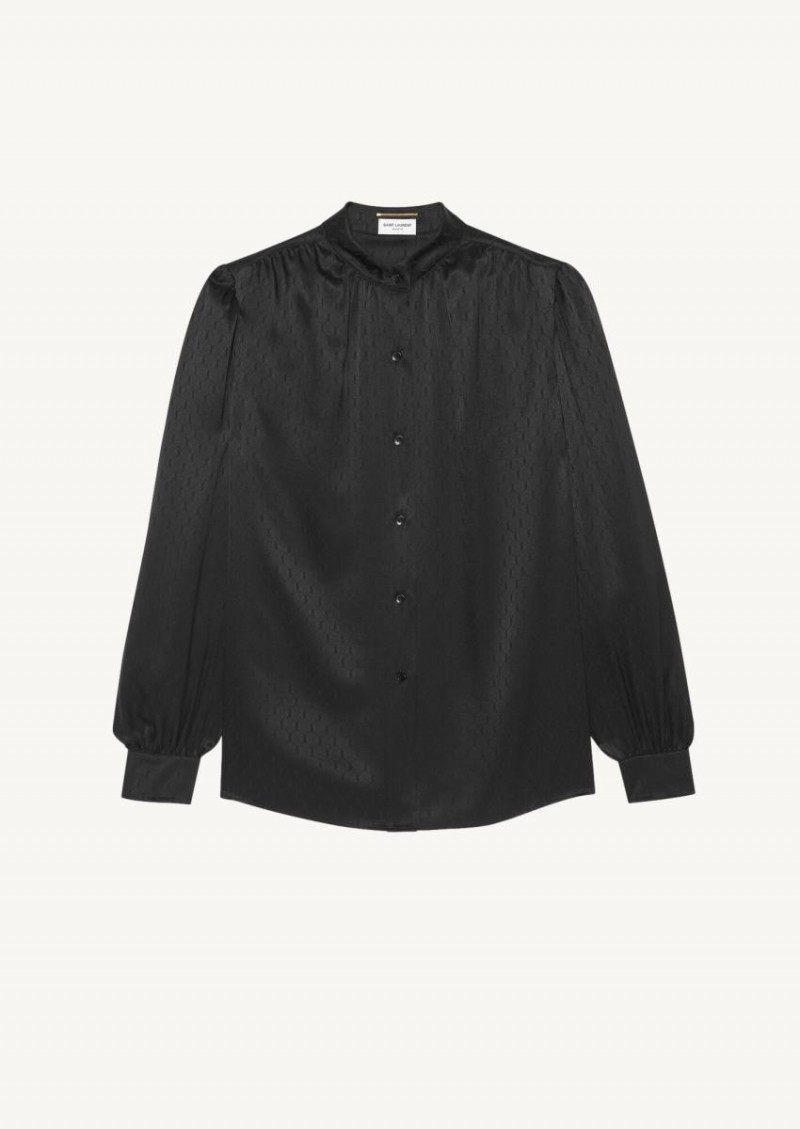Black monogrammed blouse