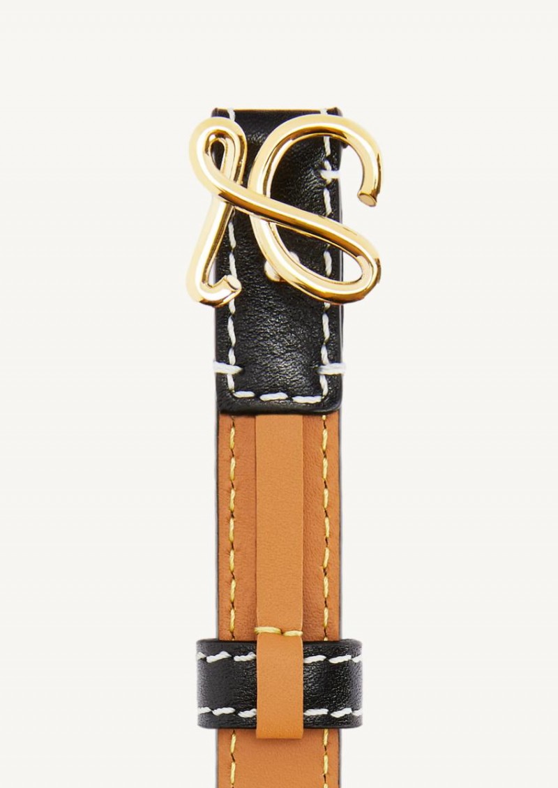 Black and gold monogrammed L belt