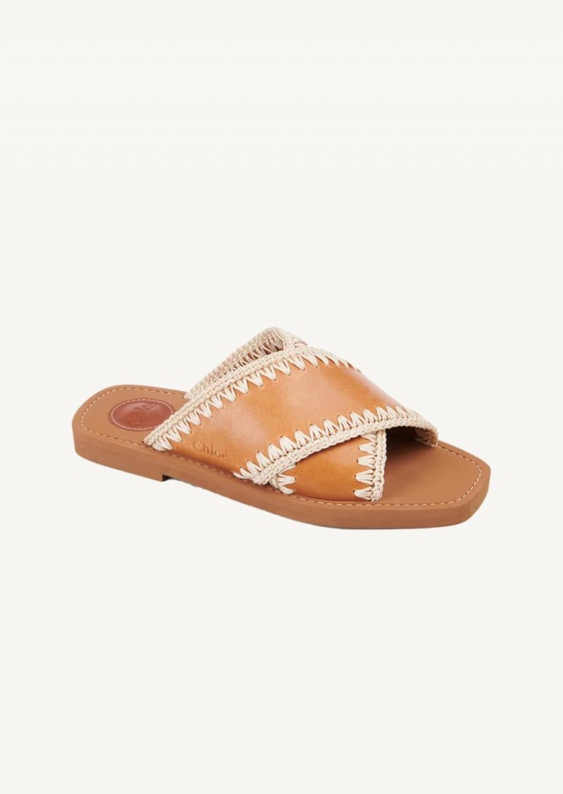 Woody mules in leather and braided threads