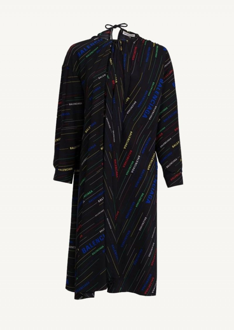 Robe à logo imprimée noire et multicolore