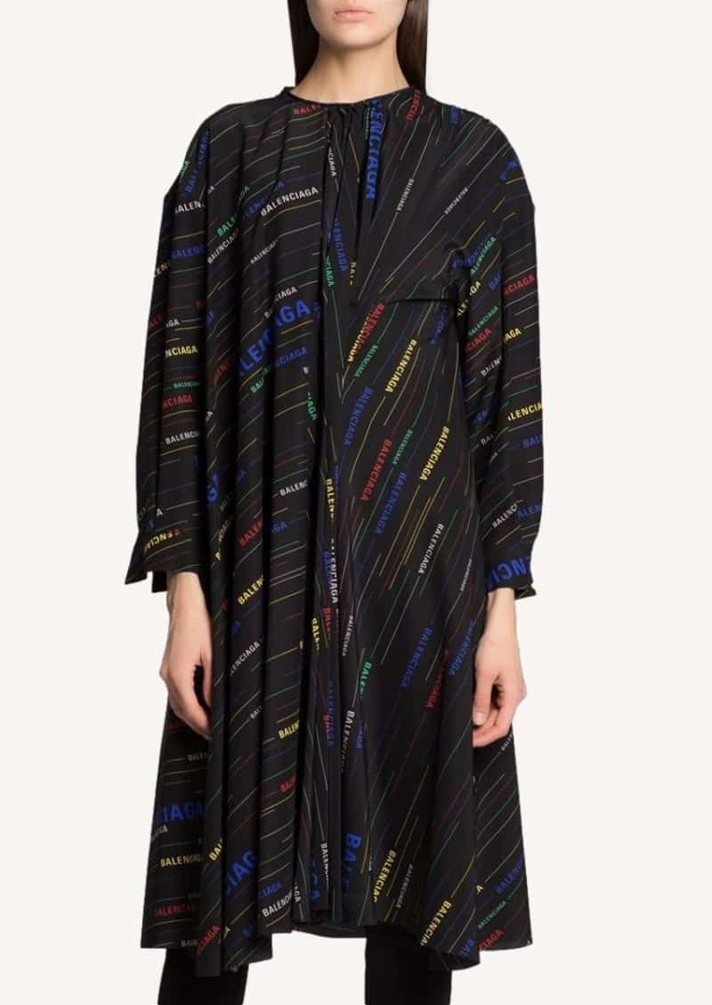Robe à logo imprimée noire et multicolore
