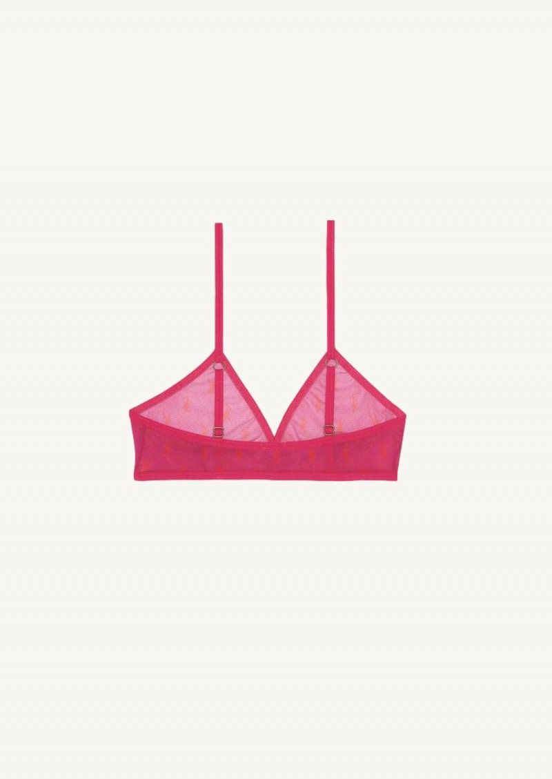 Fuchsia and red monogrammed bra