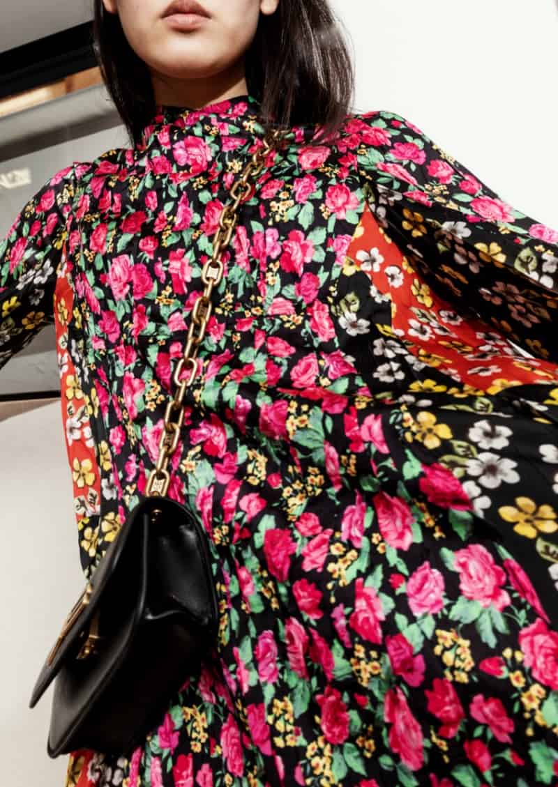 Pink floral satin midi dress Balenciaga Pink floral satin midi dress Balenciaga