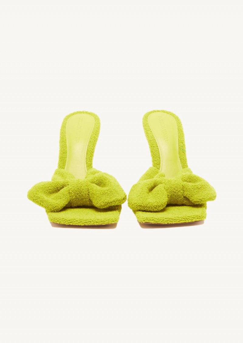 Kiwi Stretch bow-embellished towelling mules