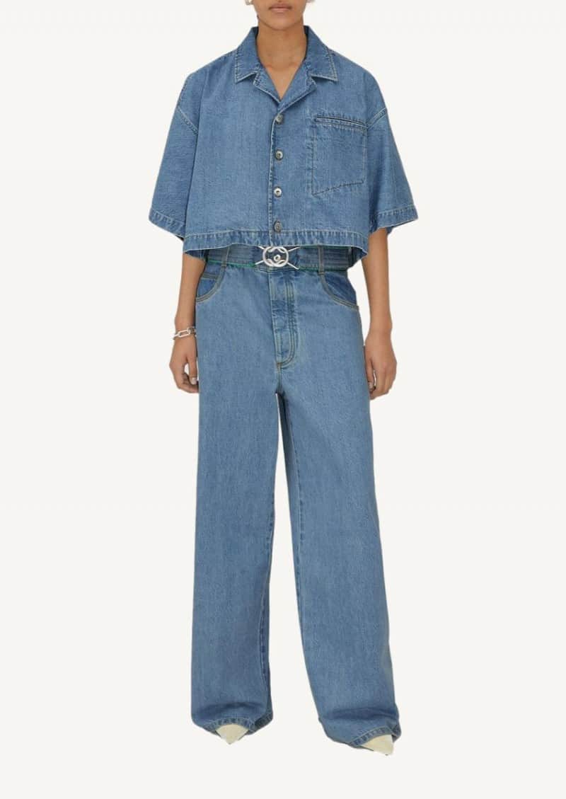 Khaki elastic waist cropped leather pants - Loewe | Département Khaki elastic waist cropped leather pants - Loewe | Département