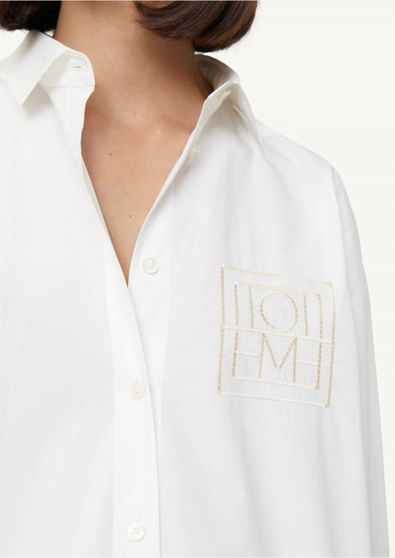 Long monogram cotton shirt white