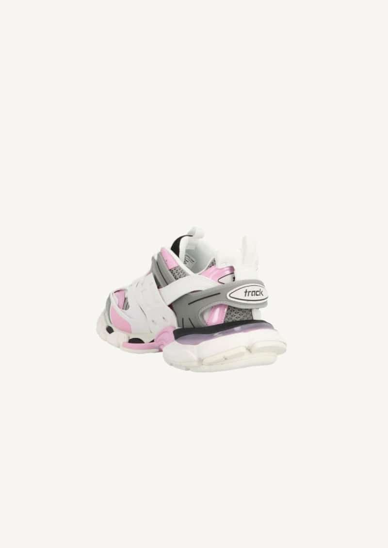 Sneaker Track blanche, rose et grise