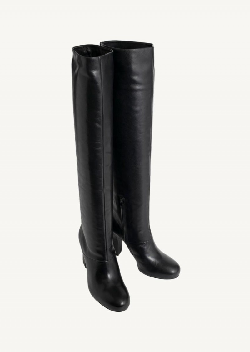 Black leather boots