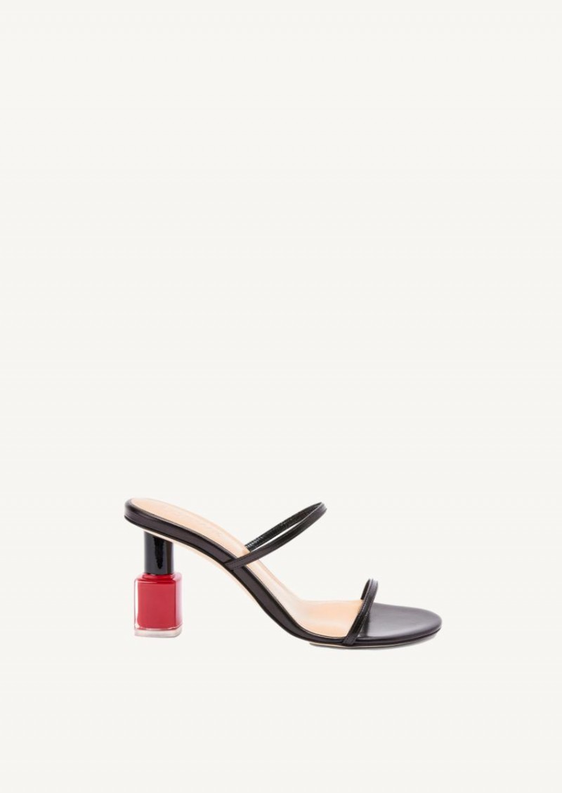 Black nailpolish heels sandals