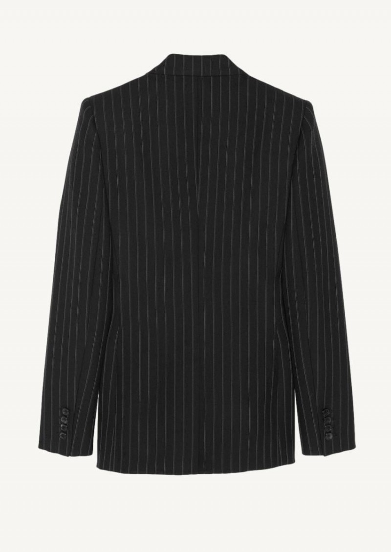 Veste rayée à double boutonnage noir craie