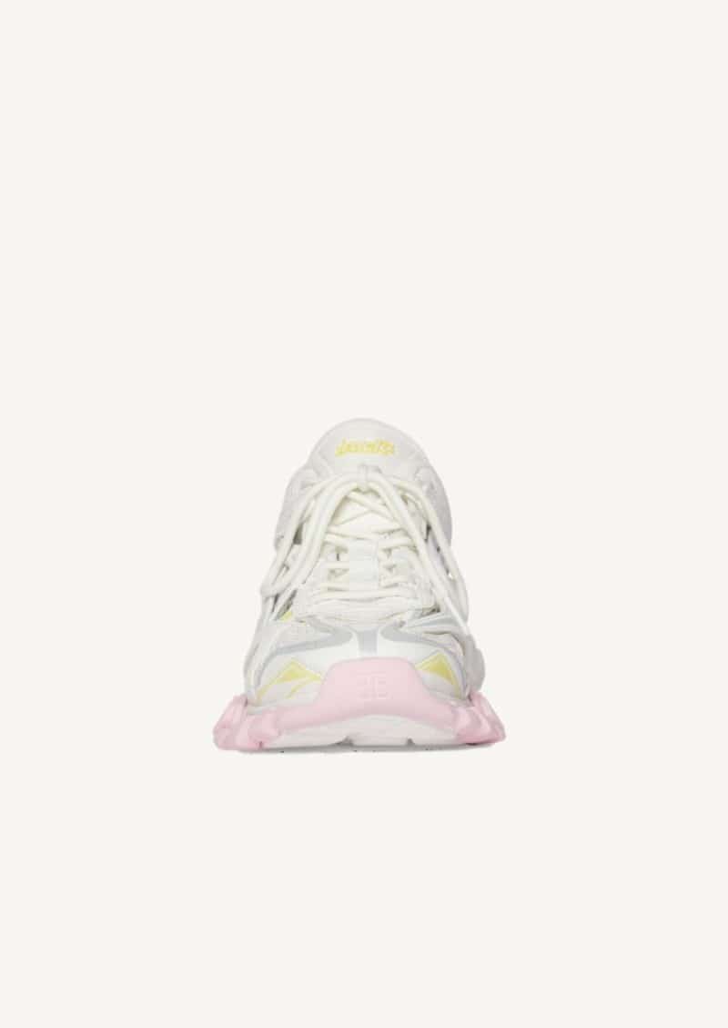 Sneaker Track.2 blanche, jaune clair, rose clair et bleu clair
