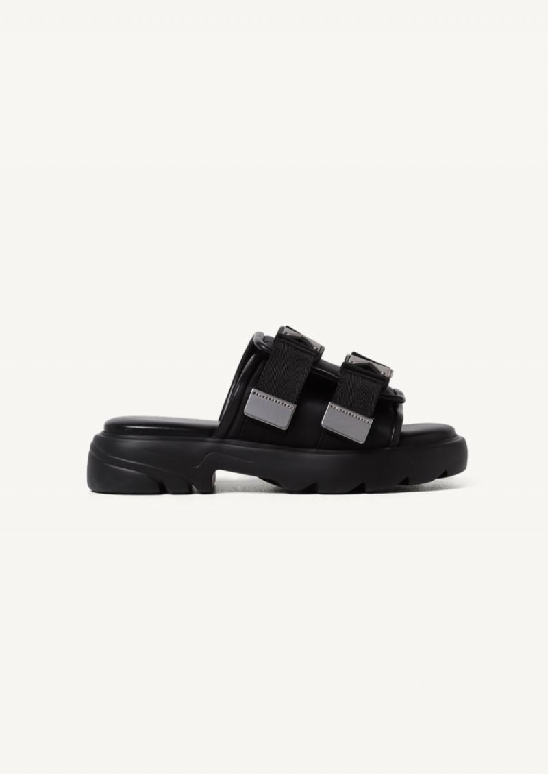 Black Flash Flat Sandals