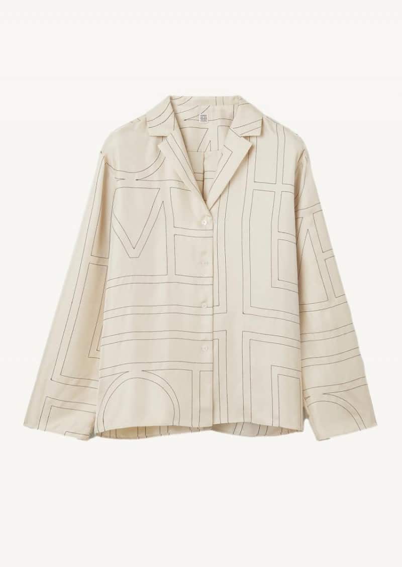 Chemise ample monogramme all-over ivoire