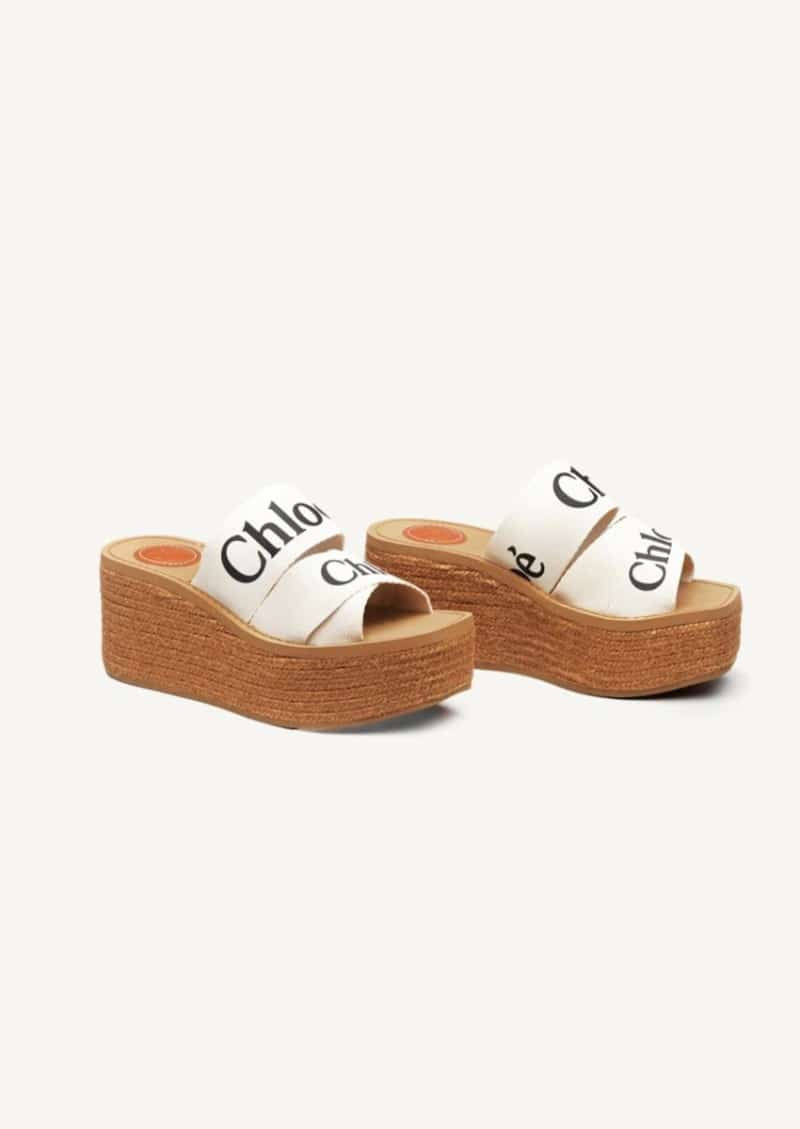 Woody white espadrille mules