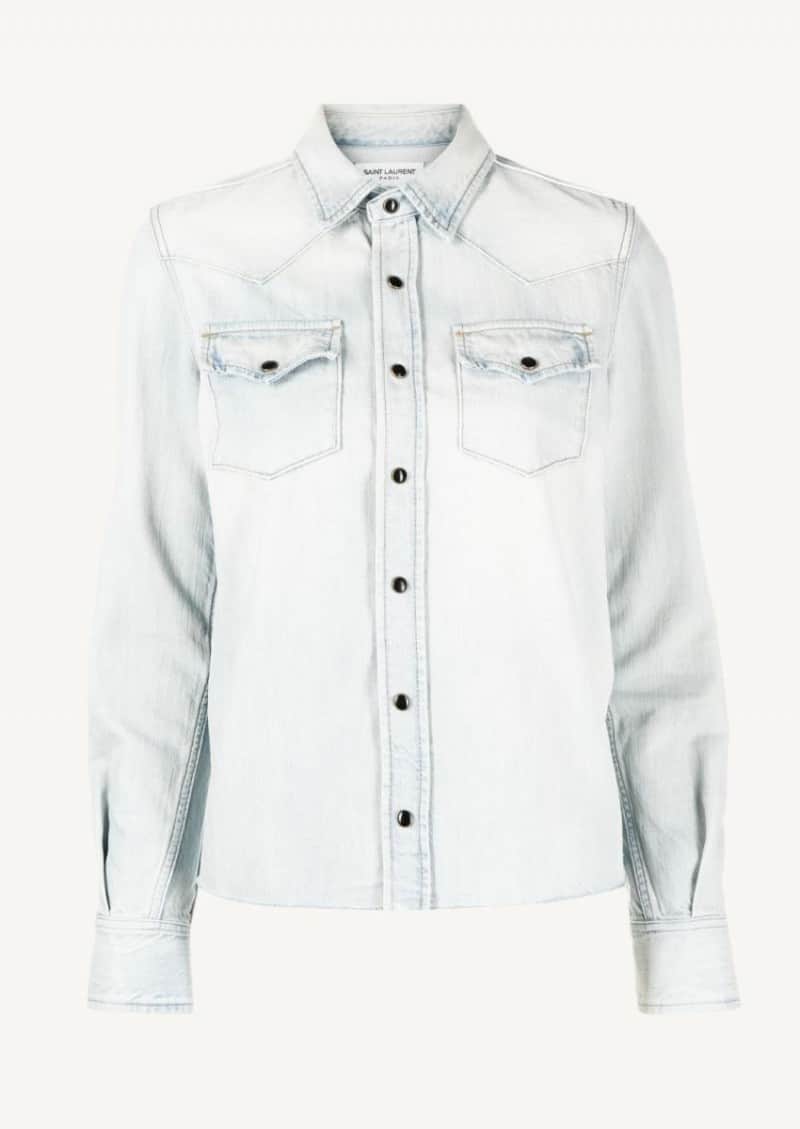 Chemise en denim à coupe brute dusty sky blue