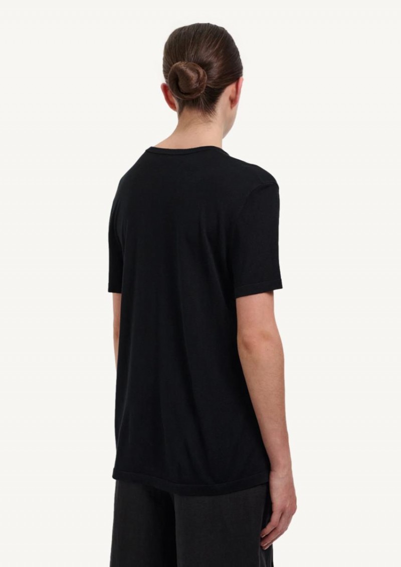 T-Shirt en tricot de cachemire fin noir