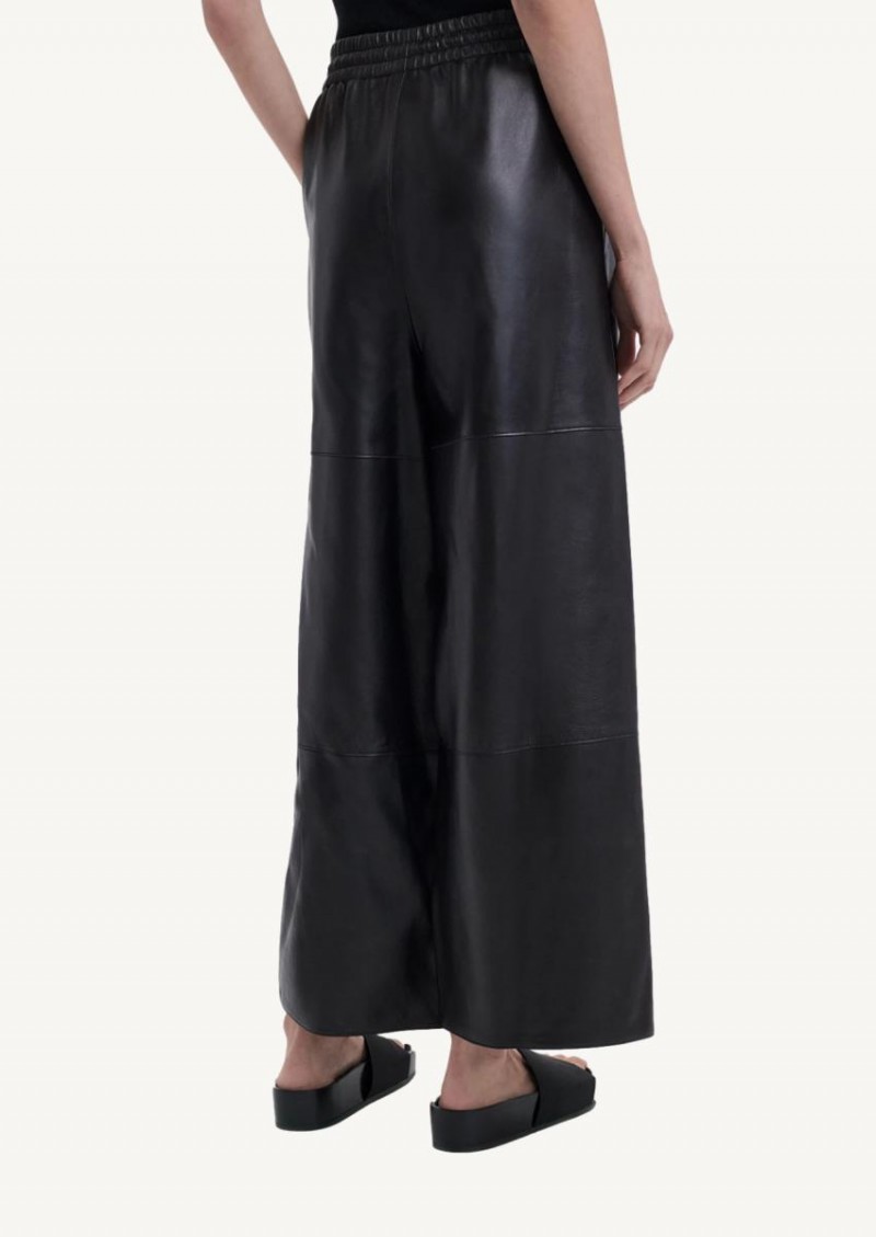 Black Culotte Pant in Leather