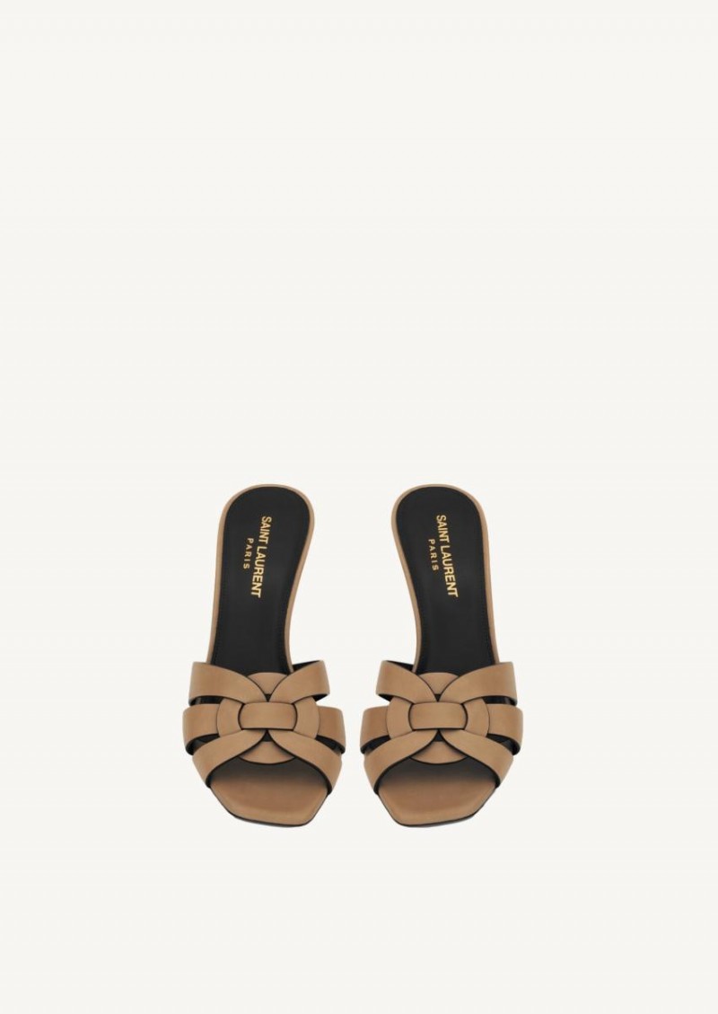 Gold brown Tribute mules with heels