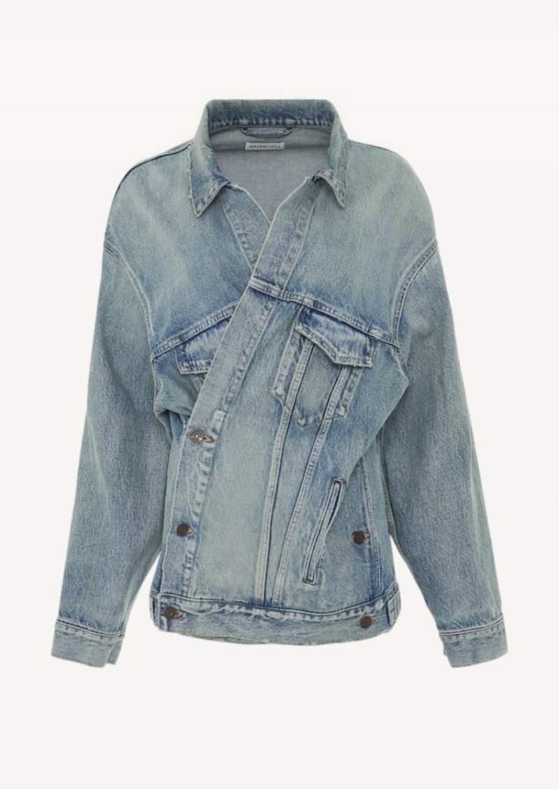 Washed light blue Denim Wrap Jacket 