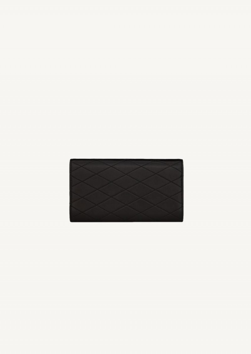 Large black quilted flap wallet