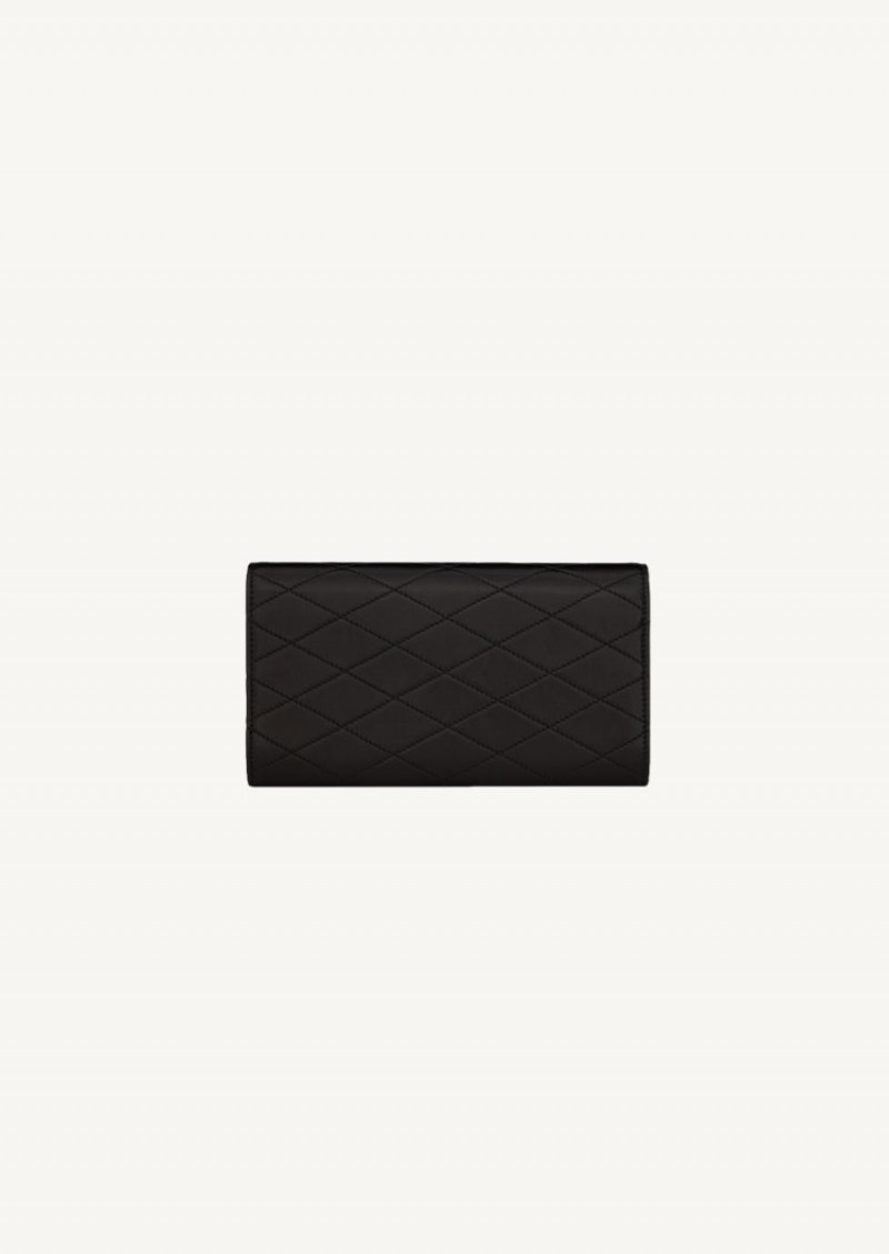 LARGE BLACK QUILTED FLAP WALLET