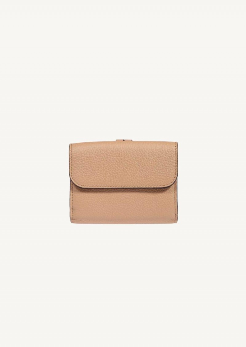 Alphabet light tan compact tri-fold wallet