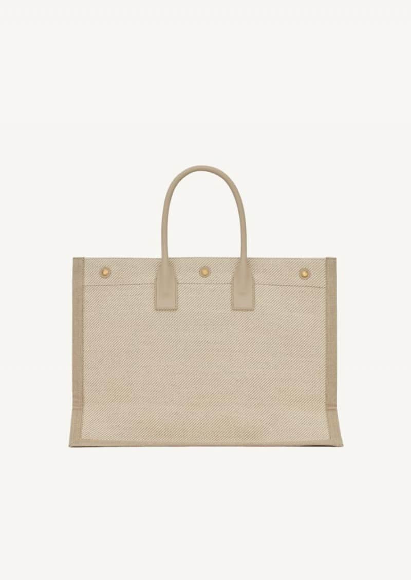 LEFT BANK TOTE BAG IN LINEN AND LEATHER