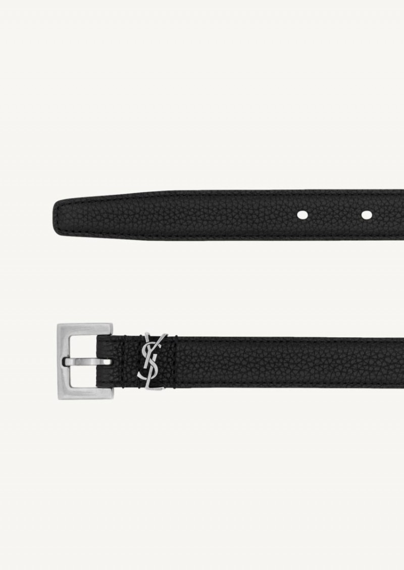 Slim black monogram belt