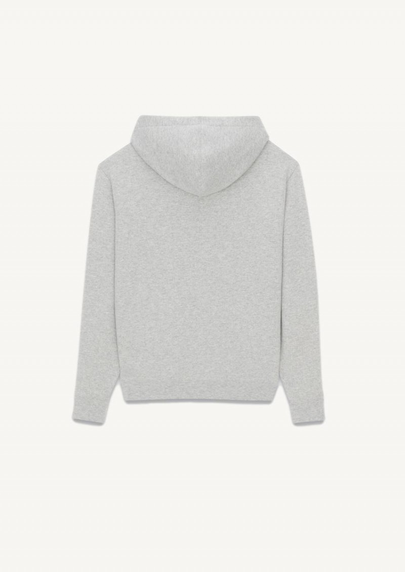 Sweat Saint Laurent à capuche Gris chiné et Vert