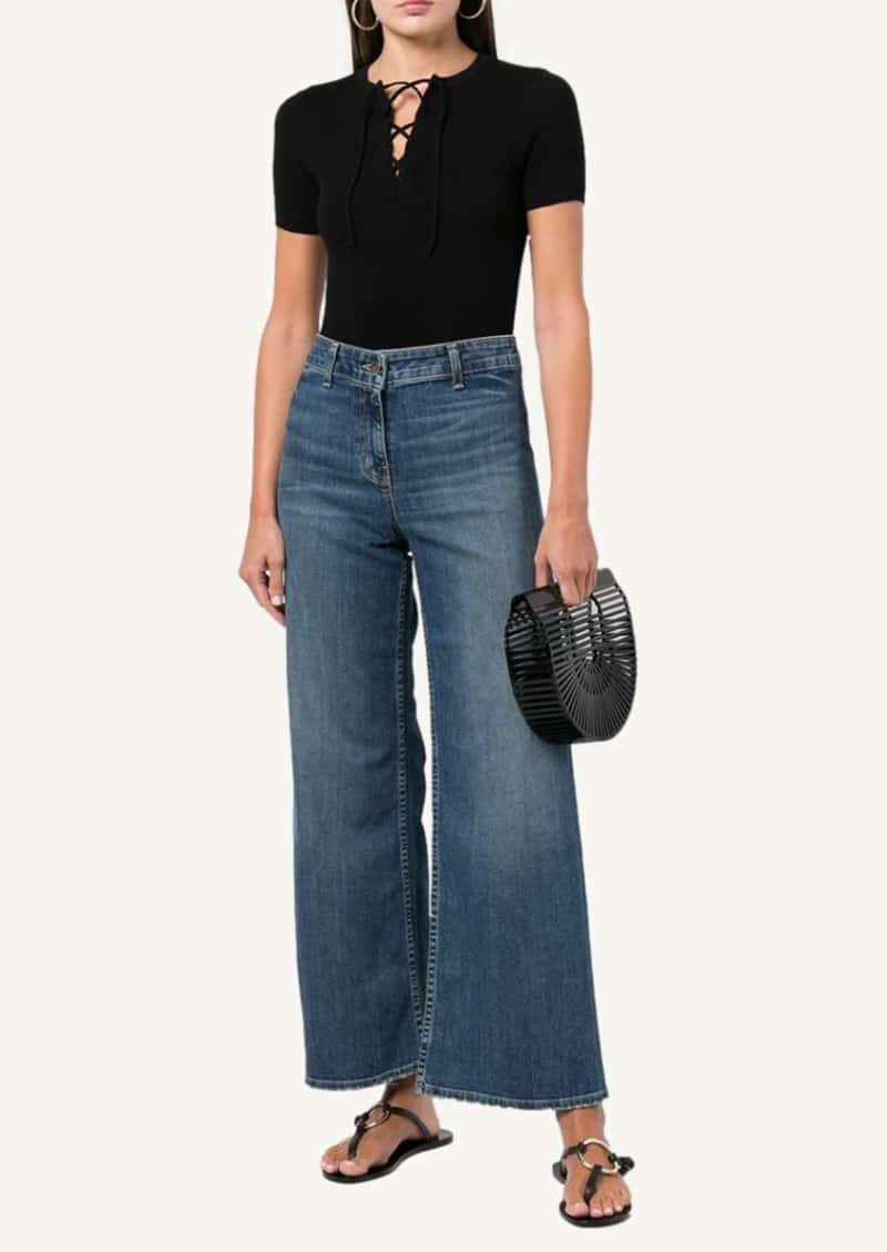 Wells lace-up knitted top