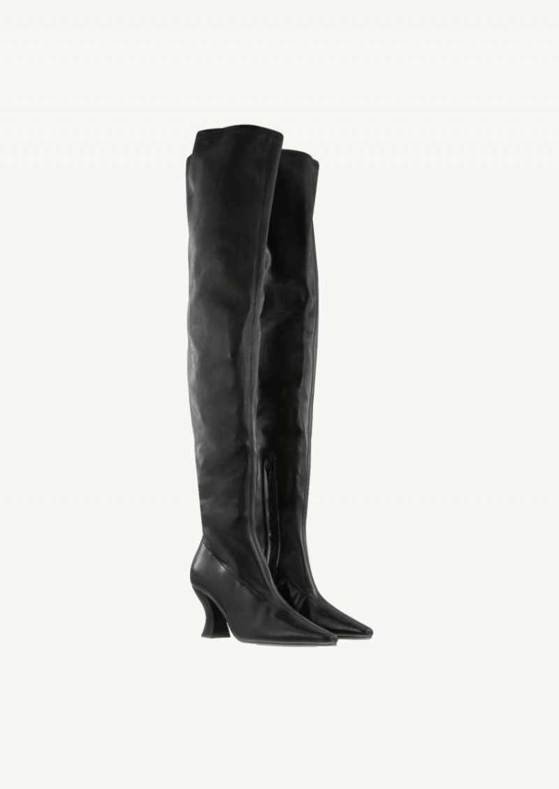 Almond boots in black leather