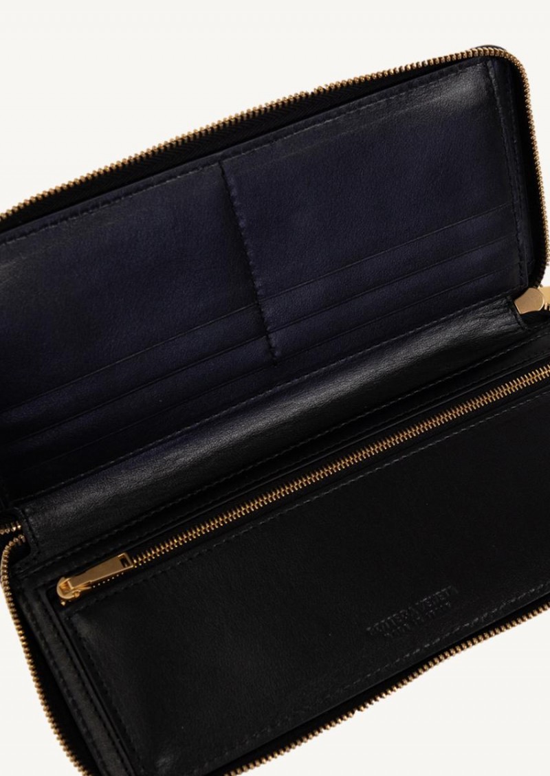 Portefeuille en cuir noir et or