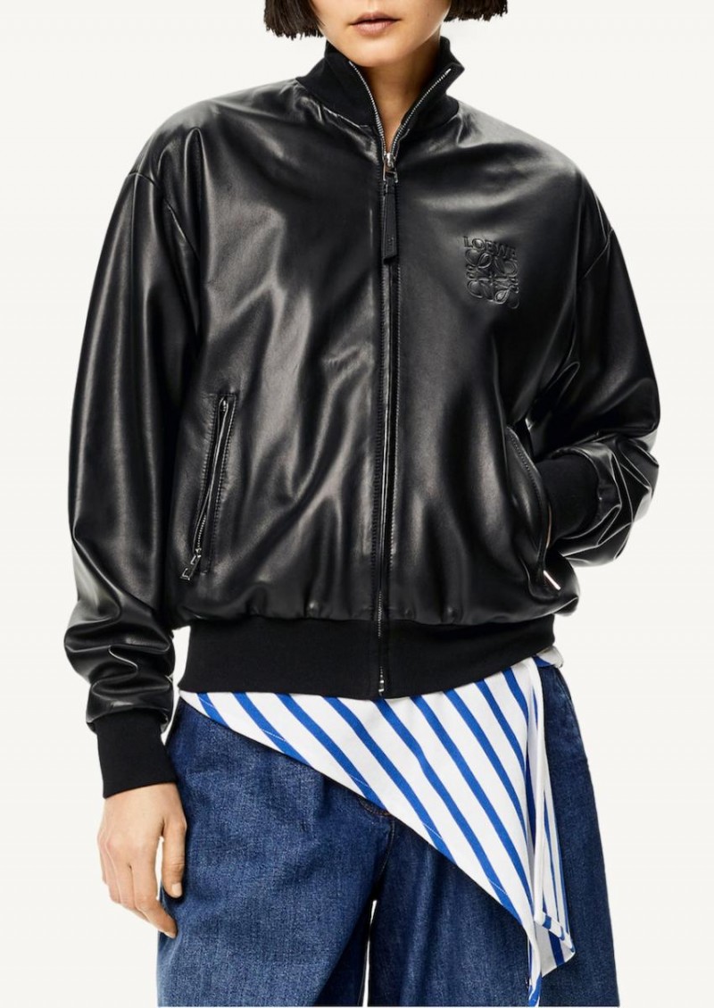 Black bomber jacket in nappa