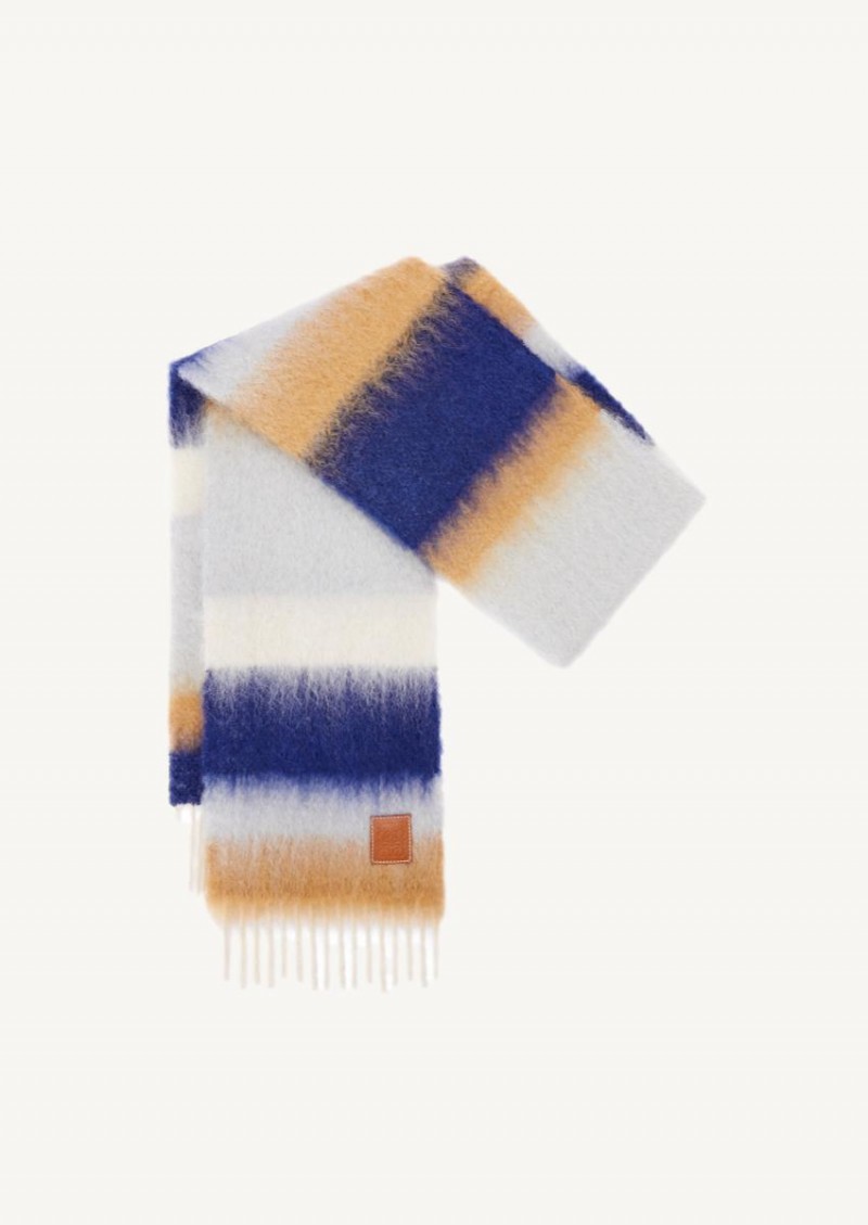 Navy blue/Multicolor wool and mohair Scarf