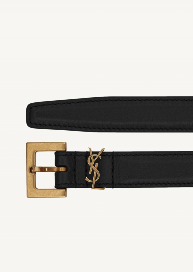 Black/Gold thin monogram belt