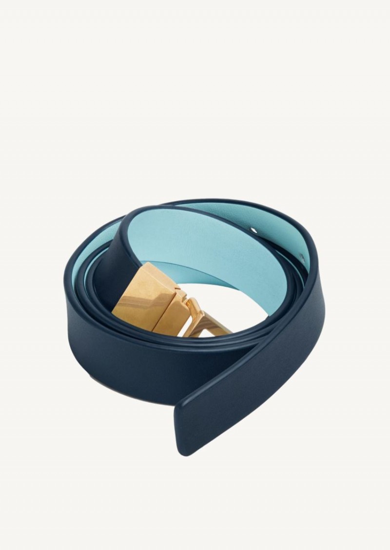 Deep Blue/Pale Blue triangle belt with gold finish